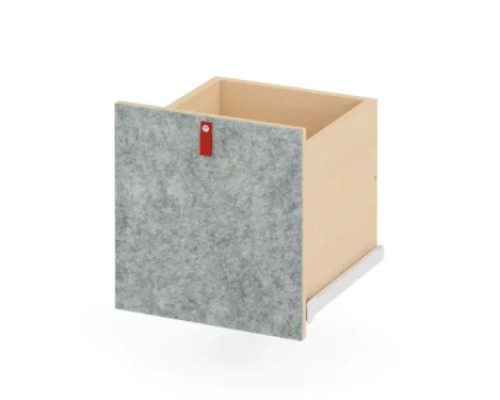 Grey narrow tall drawer with felt front. Cubo Acoustic Collection