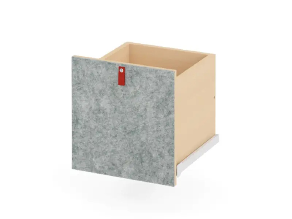 Grey narrow tall drawer with felt front. Cubo Acoustic Collection
