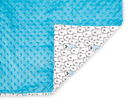 Weighted blanket - size L, turquoise, teddy bear-patterned