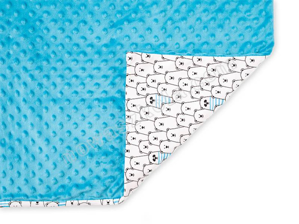 Weighted blanket - size L, turquoise, teddy bear-patterned