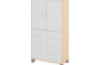 A tall wardrobe with drawers and a door with a lock. White. Fresh Collection