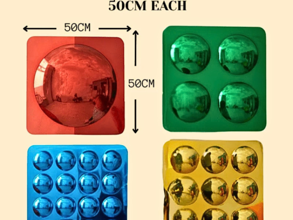 Coloured Assorted Convex Mirrors – 4 PCS