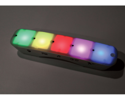 Illuminated panel of colourful cubes