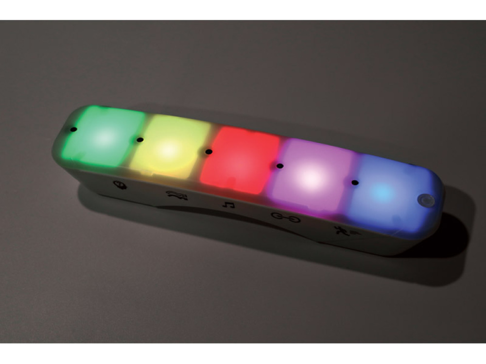 Illuminated panel of colourful cubes