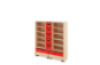 Storage Unit XL with shelves + with deep wooden trays & container - Red