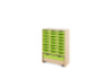 Storage Unit X with shallow wooden trays + container - Green