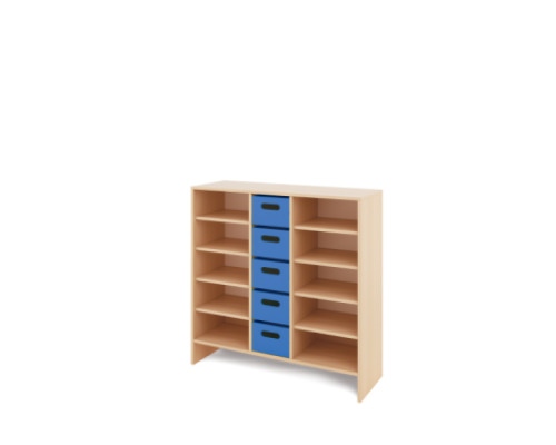 Storage Unit X with shelves + deep cardboard trays - Blue