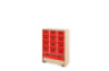 Storage Unit X with deep wooden trays + container - Red