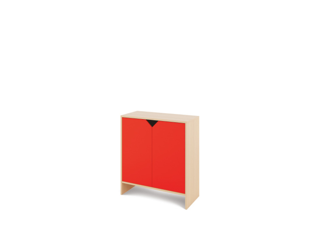 Storage Unit L with shelves + doors - Red