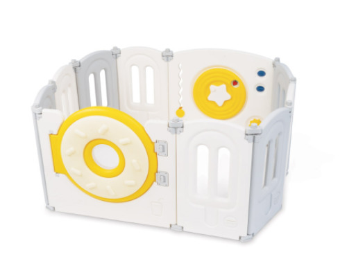 Pastel playpen with manpulative elements