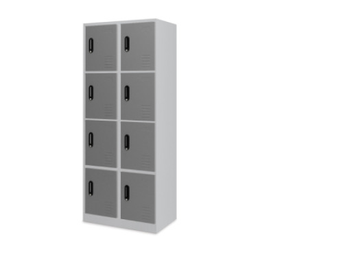 Tall 8-person metal cloakroom - grey