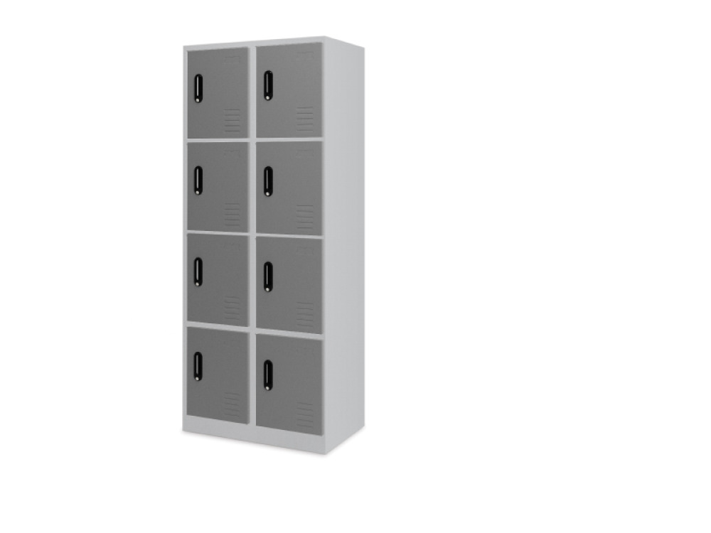 Tall 8-person metal cloakroom - grey