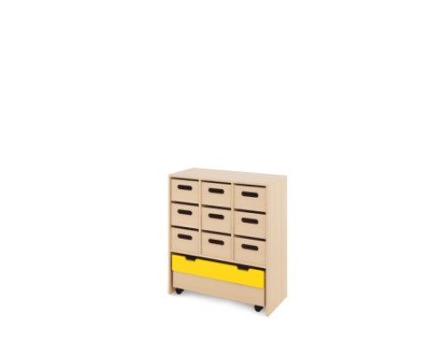 Storage Unit L with deep cardboard trays + container - Eko
