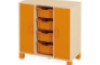 Cabinet with shelves, doors and 4 containers. Orange. Fresh Collection