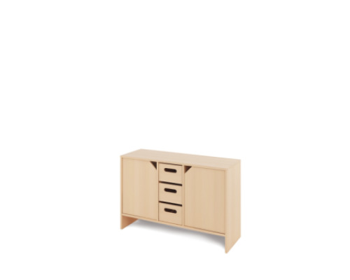 Storage Unit M with shelves and doors + deep cardboard trays - Eko