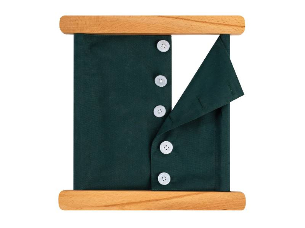 Montessori Aids. Exercise frame with large buttons