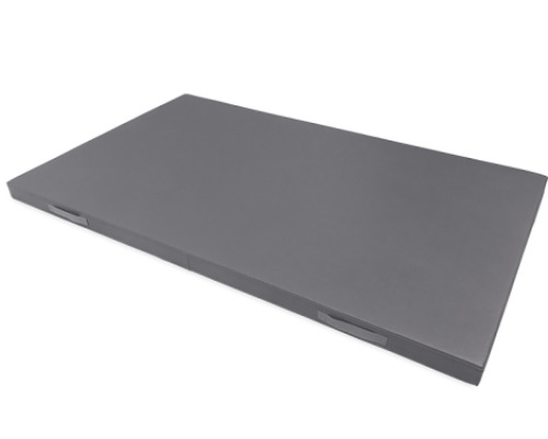 Anti-slip gymnastics mat with handles. Grey
