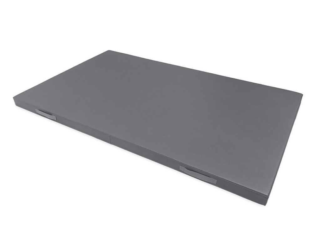 Anti-slip gymnastics mat with handles. Grey