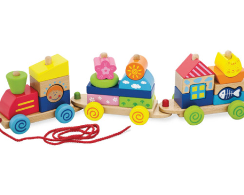 Pull-along train stacker