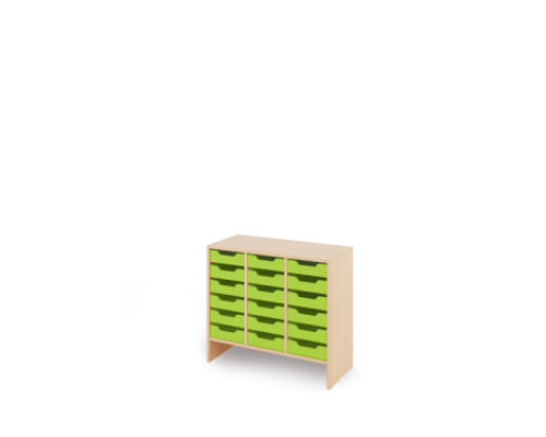 Storage Unit M with shallow wooden trays - Green