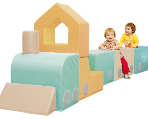 Colourful train. Foam seating set