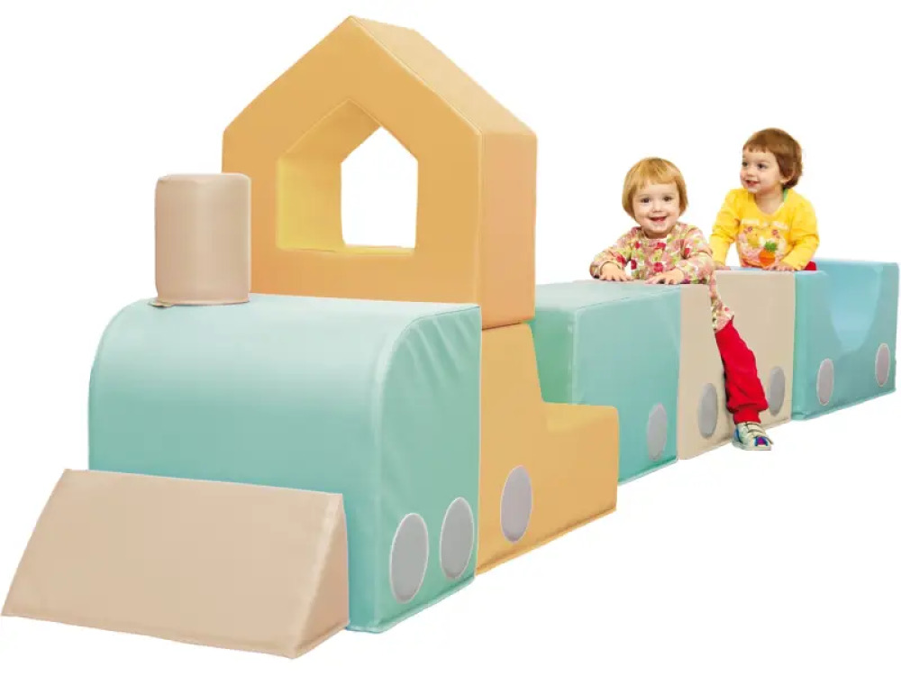 Colourful train. Foam seating set