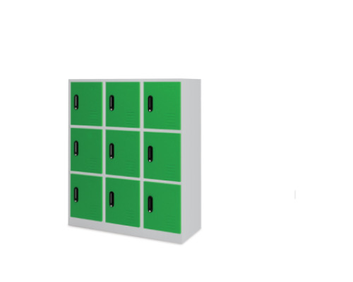 9-person metal cloakroom - green