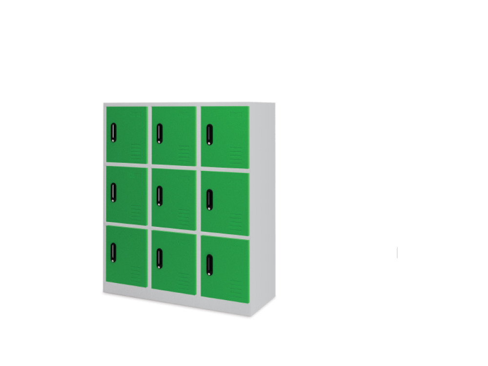 9-person metal cloakroom - green