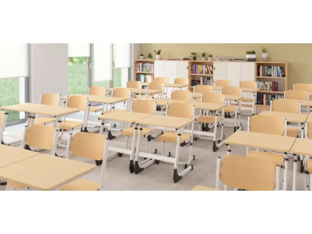 Double school desk 2-4. White
