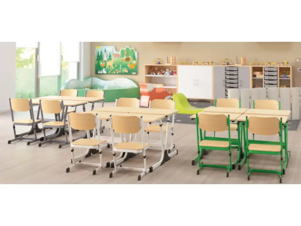 Double school desk 2-4. White