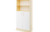 Prima. Tall cabinet with shelves and a pair of 3/4 doors, white, birch
