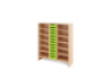 Storage Unit XL with shelves + shallow wooden trays - Green