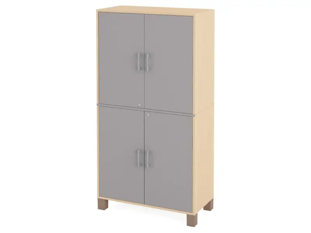 High wardrobe with two pairs of doors with lock. Grey. Fresh Collection