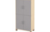 High wardrobe with two pairs of doors with lock. Grey. Fresh Collection