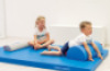 Anti-slip gymnastics mat with handles. Blue