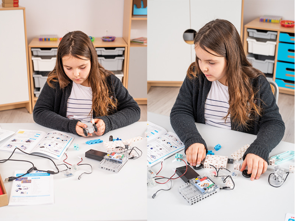 Educational kit with a robot, worksheets and lesson scenarios