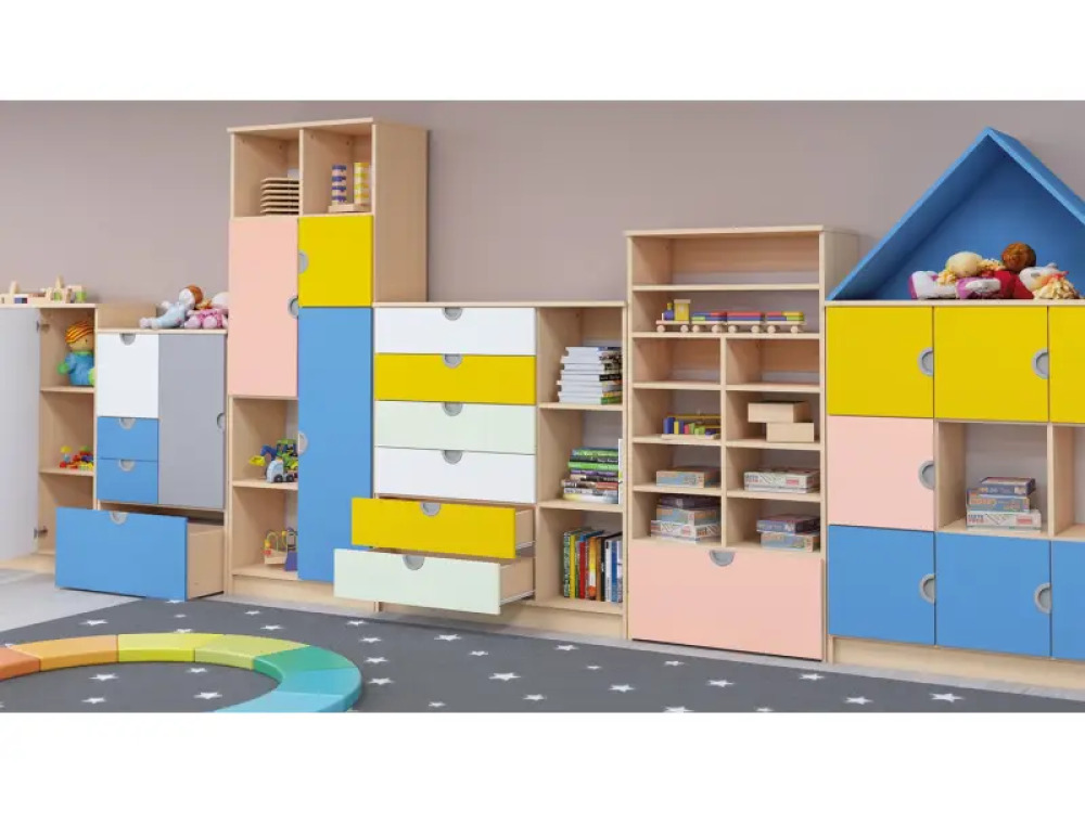 Roof for Cubo 3 shelving units. Azure blue