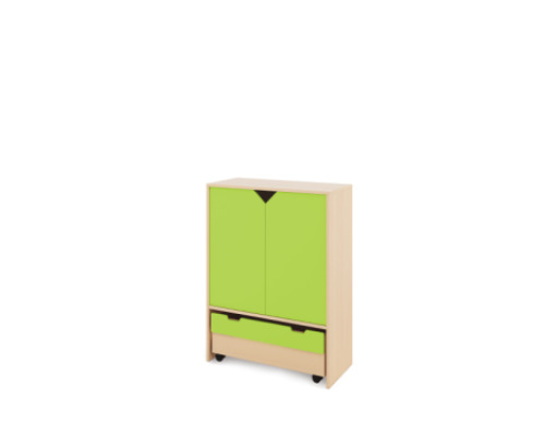 Storage Unit X with shelves + doors & container - Green