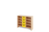 Storage Unit L with shelves + deep cardboard trays - Yellow