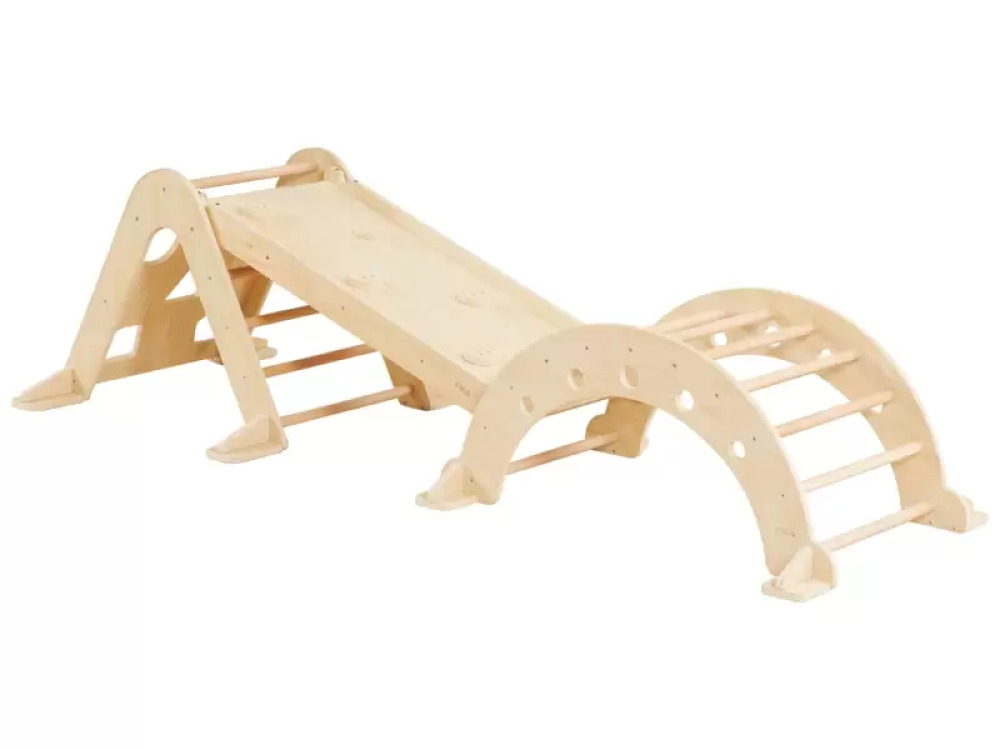 Climbing platform. Wooden gymnastics equipment