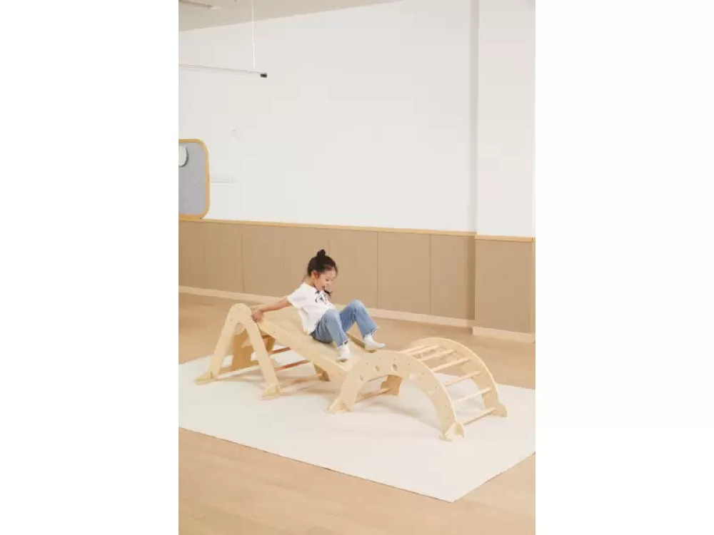Climbing platform. Wooden gymnastics equipment